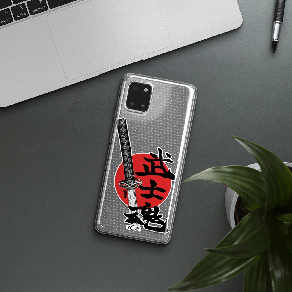 a sword with a red circle and hieroglyph Samsung Note 10 Lite Clear TPU Case