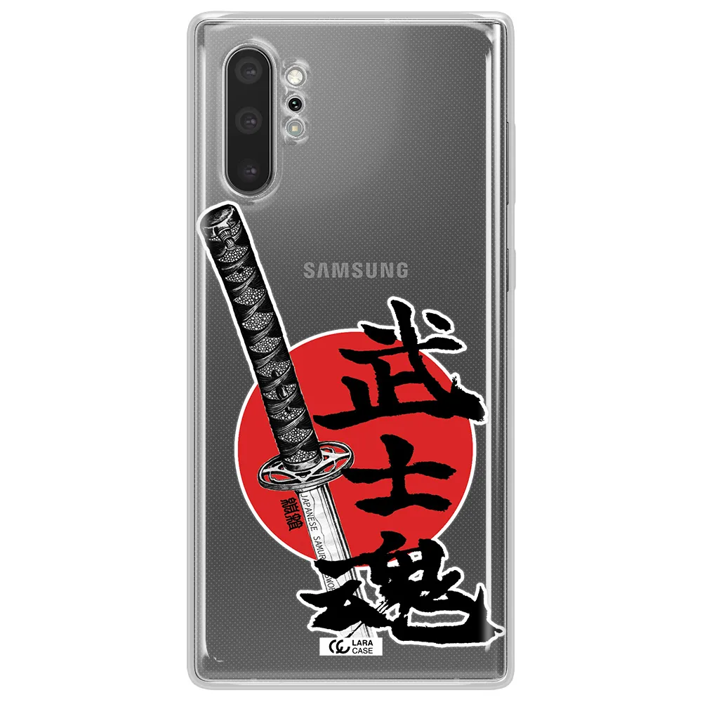 a sword with a red circle and hieroglyph Samsung Note 10 Plus Clear TPU Case