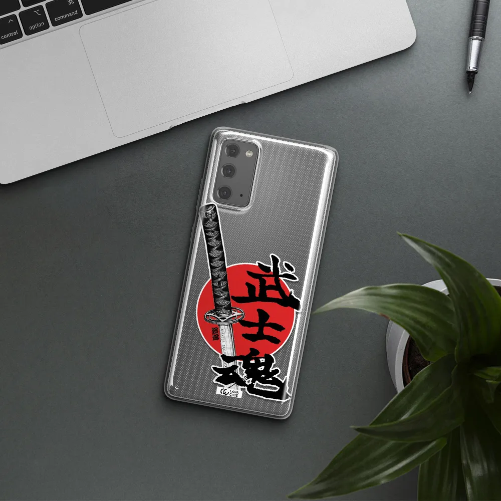 a sword with a red circle and hieroglyph Samsung Note 20 Clear TPU Case