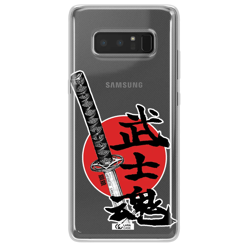 a sword with a red circle and hieroglyph Samsung Note 8 Clear TPU Case