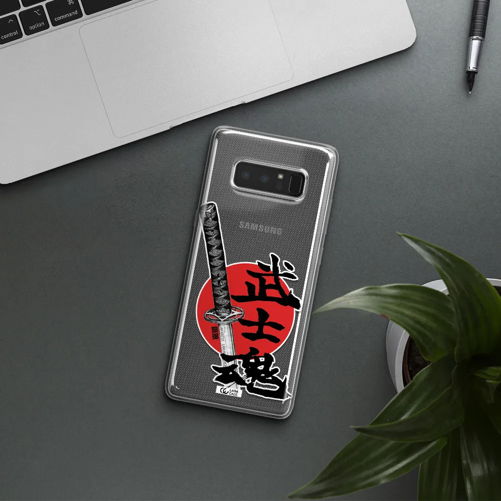 a sword with a red circle and hieroglyph Samsung Note 8 Clear TPU Case