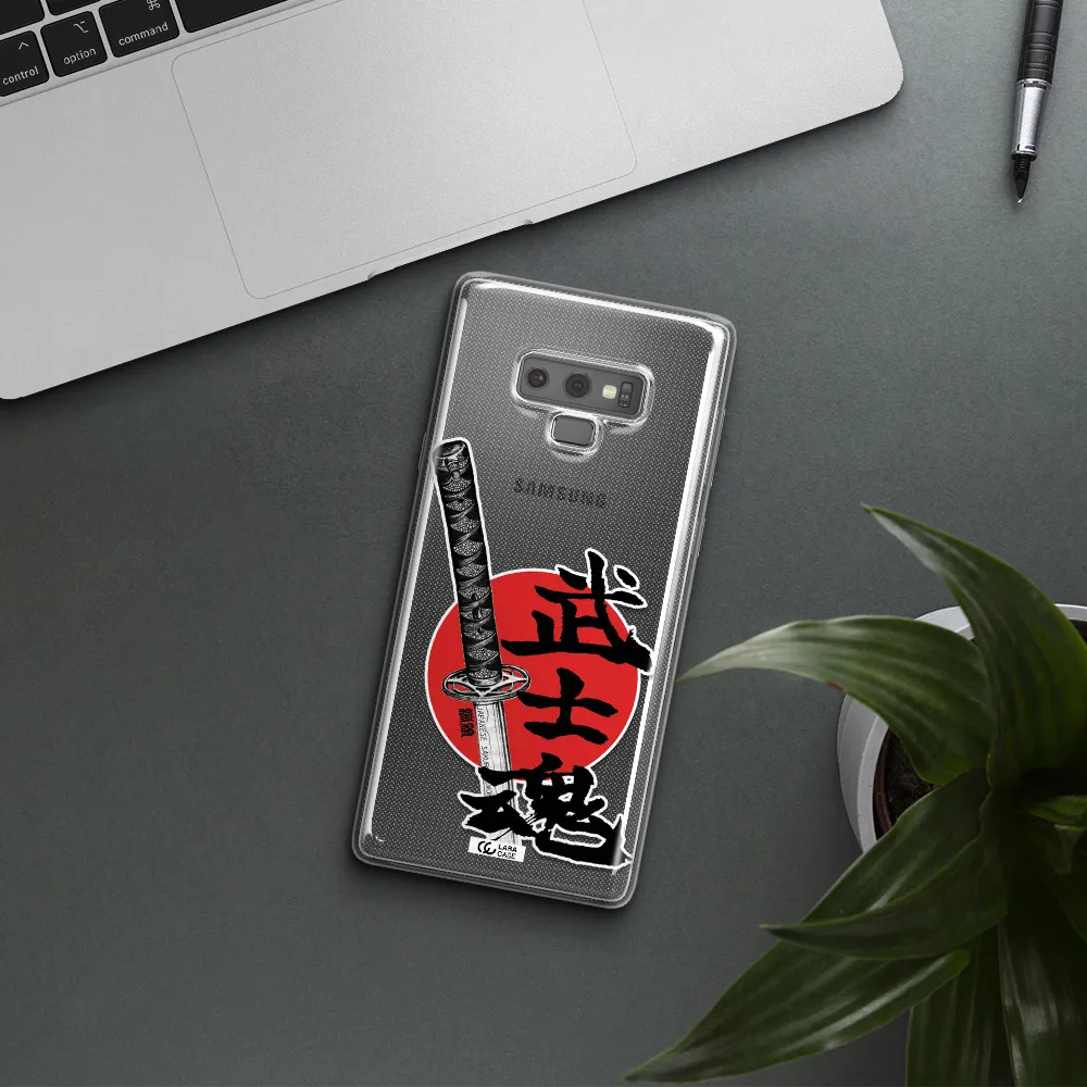 a sword with a red circle and hieroglyph Samsung Note 9 Clear TPU Case