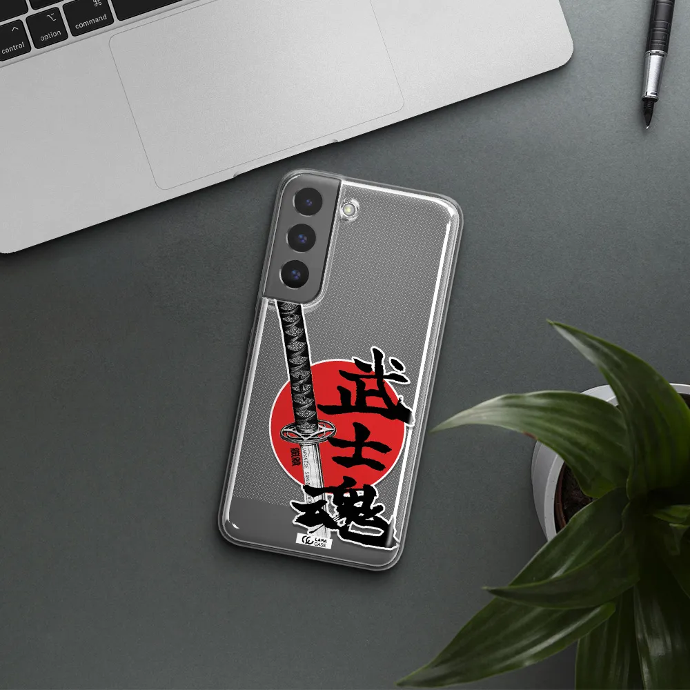 a sword with a red circle and hieroglyph Samsung S 22 Clear TPU Case