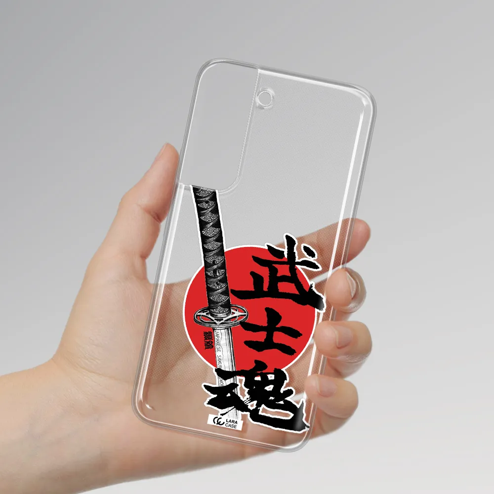 a sword with a red circle and hieroglyph Samsung S 22 Plus Clear TPU Case