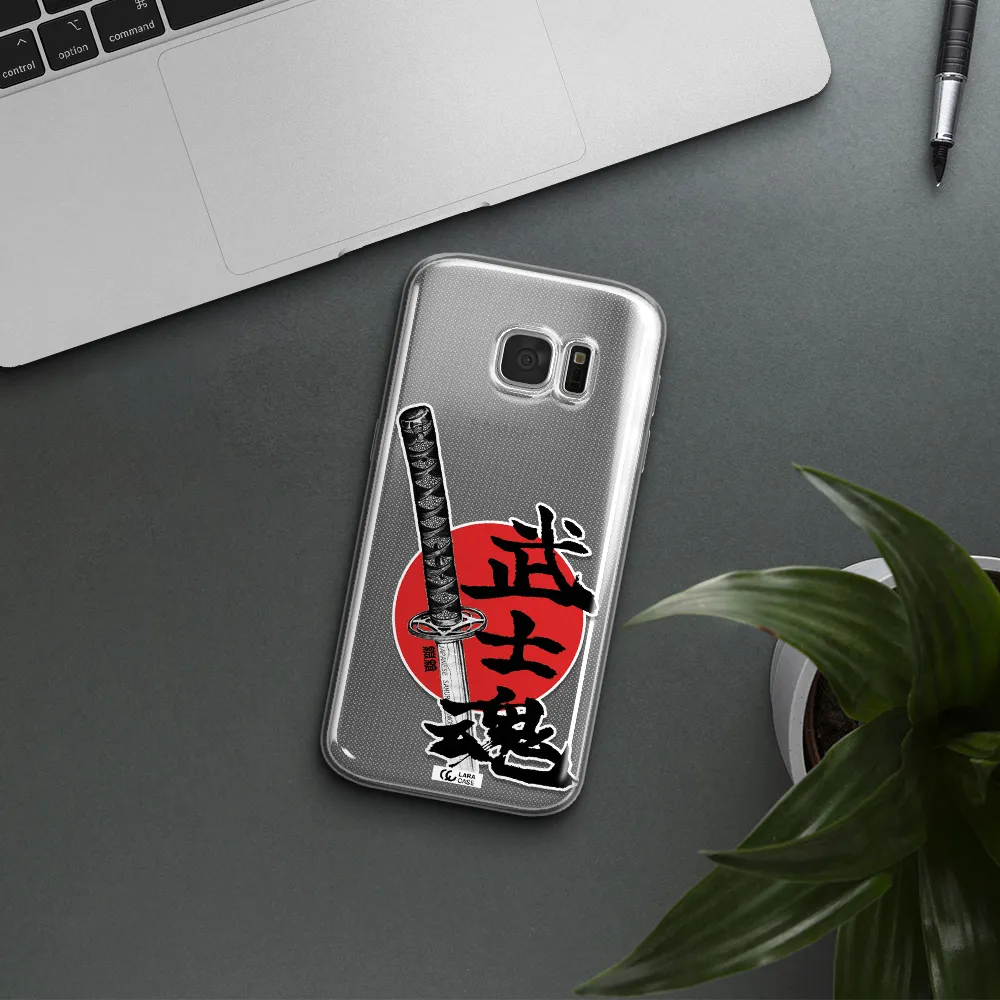 a sword with a red circle and hieroglyph Samsung S 7 Clear TPU Case