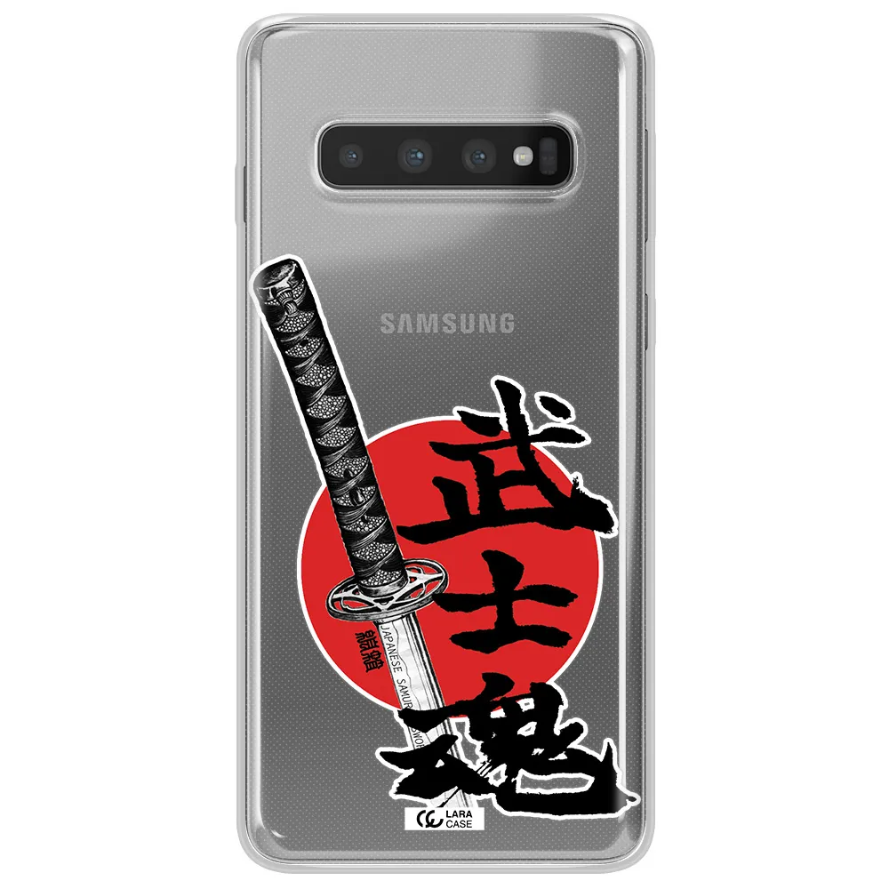 a sword with a red circle and hieroglyph Samsung S10 Clear TPU Case