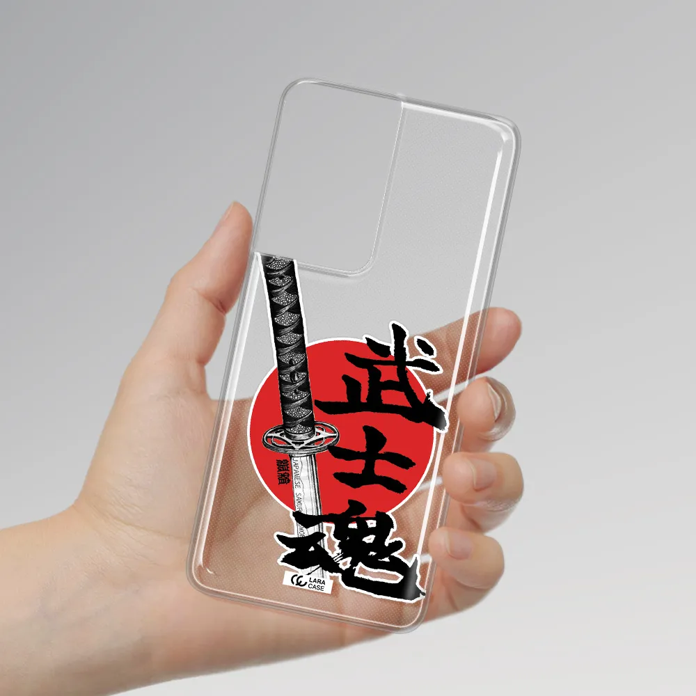 a sword with a red circle and hieroglyph Samsung S21 Ultra Clear TPU Case