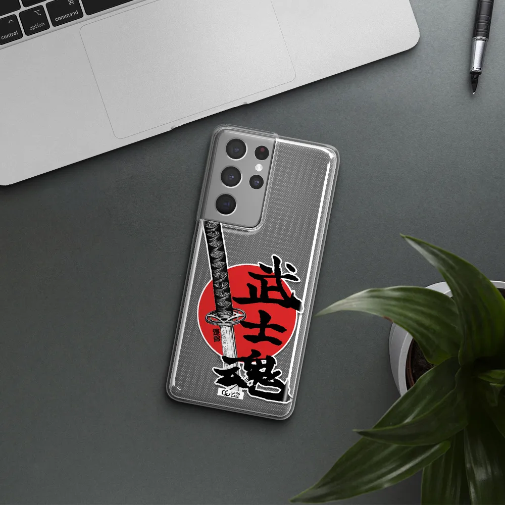 a sword with a red circle and hieroglyph Samsung S21 Ultra Clear TPU Case