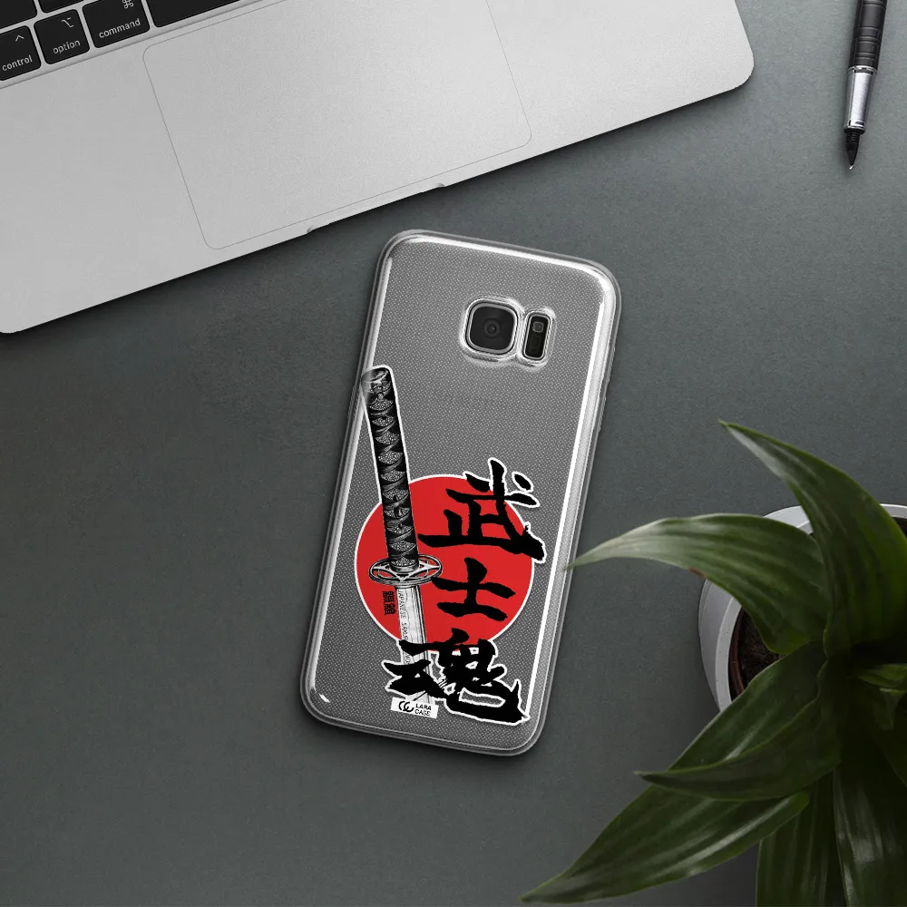 a sword with a red circle and hieroglyph Samsung S7 Edge Clear TPU Case