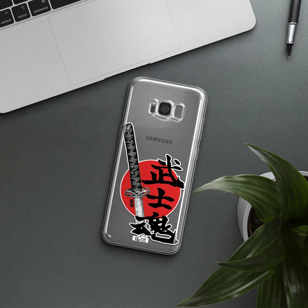 a sword with a red circle and hieroglyph Samsung S8 Plus Clear TPU Case