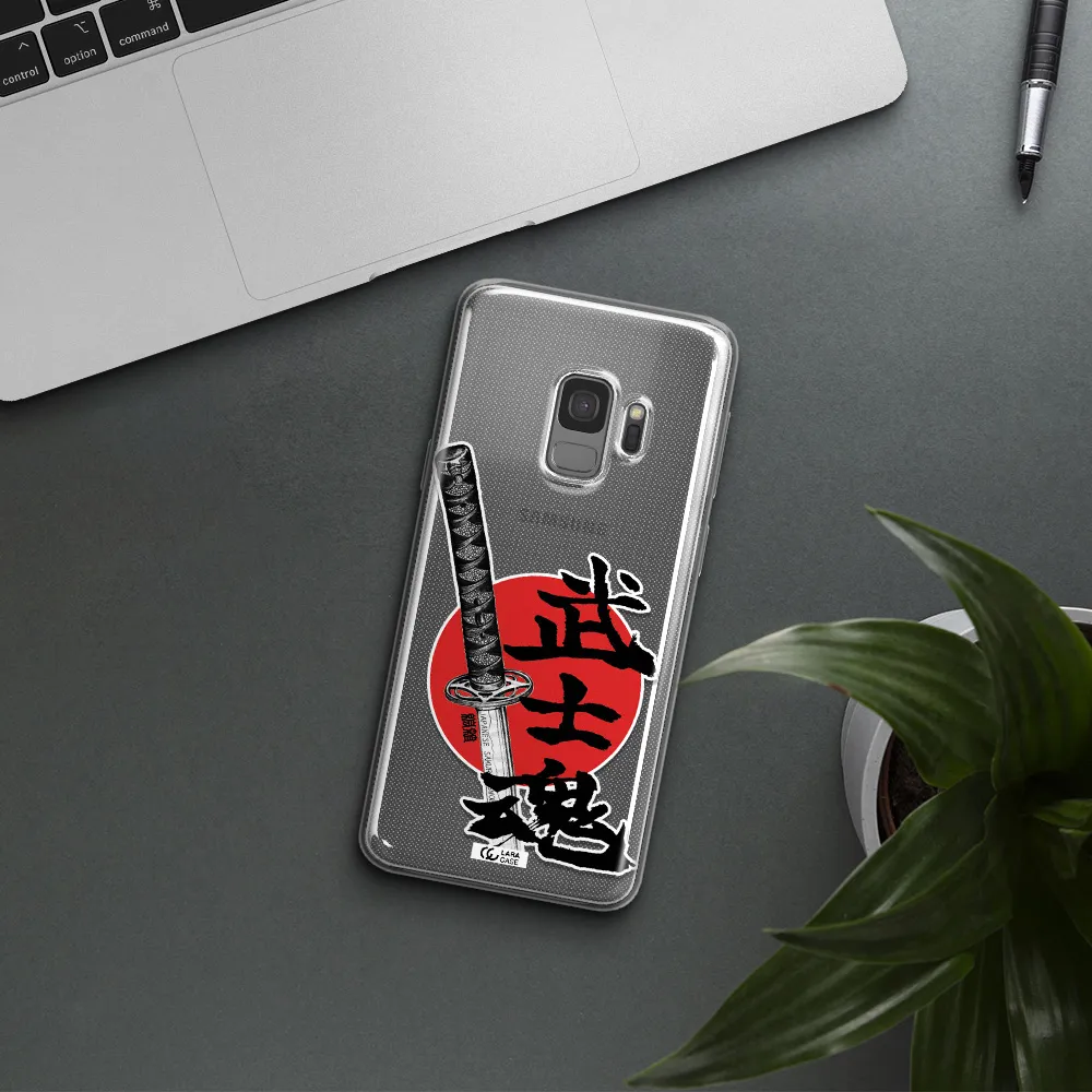 a sword with a red circle and hieroglyph Samsung S9 Clear TPU Case