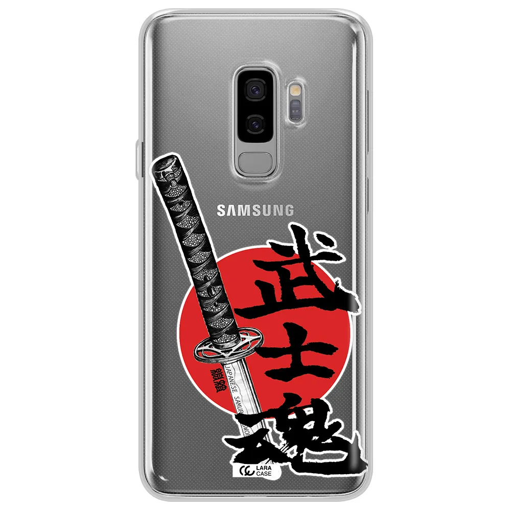 a sword with a red circle and hieroglyph Samsung S9 Plus Clear TPU Case