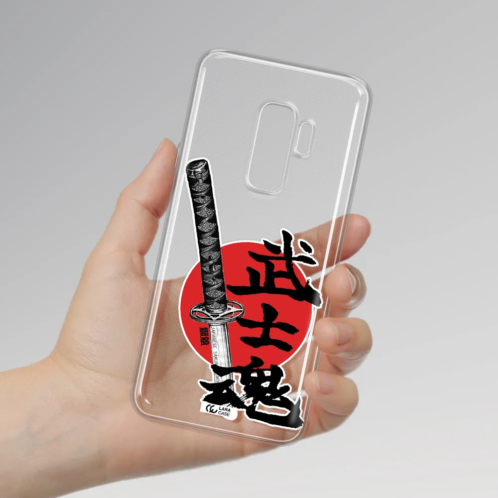 a sword with a red circle and hieroglyph Samsung S9 Plus Clear TPU Case