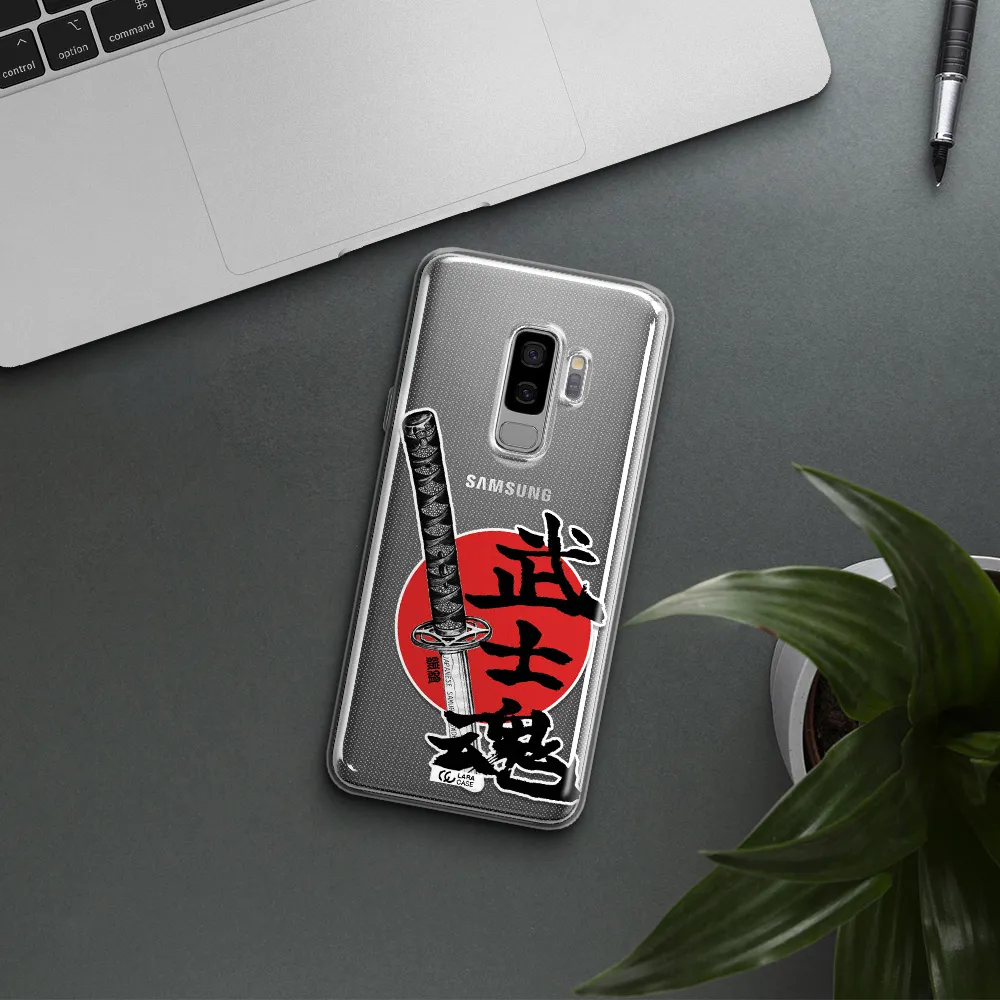 a sword with a red circle and hieroglyph Samsung S9 Plus Clear TPU Case