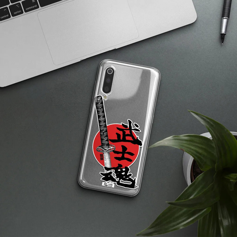 a sword with a red circle and hieroglyph Xiaomi Mi 9 Clear TPU Case