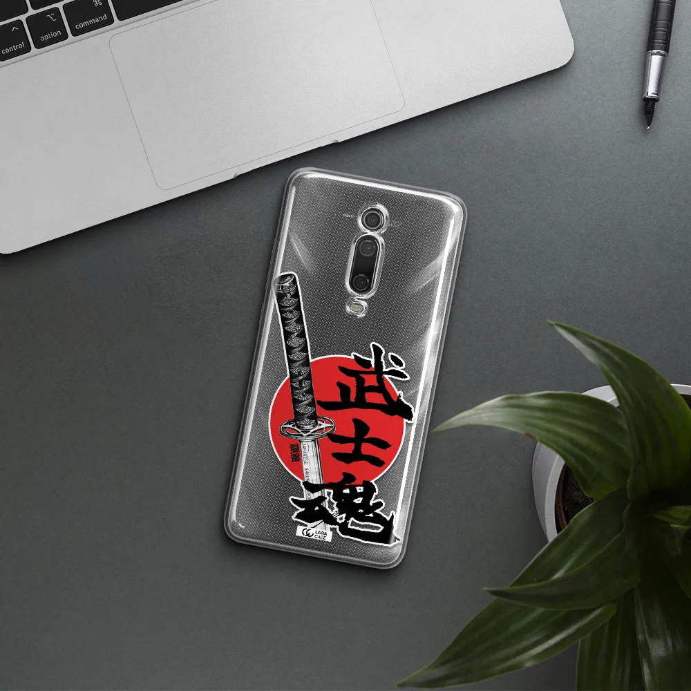 a sword with a red circle and hieroglyph Xiaomi Mi 9T Clear TPU Case