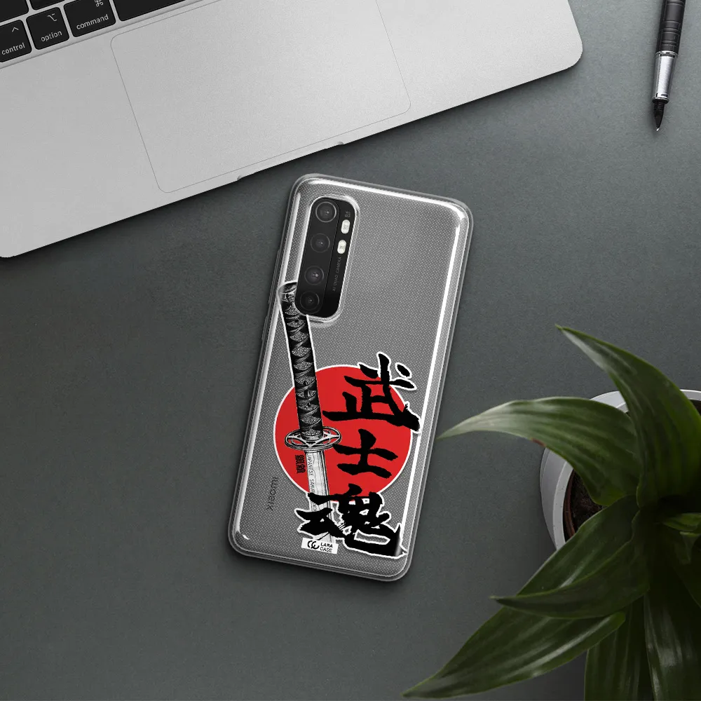 a sword with a red circle and hieroglyph Xiaomi Mi Note 10 Lite Clear TPU Case