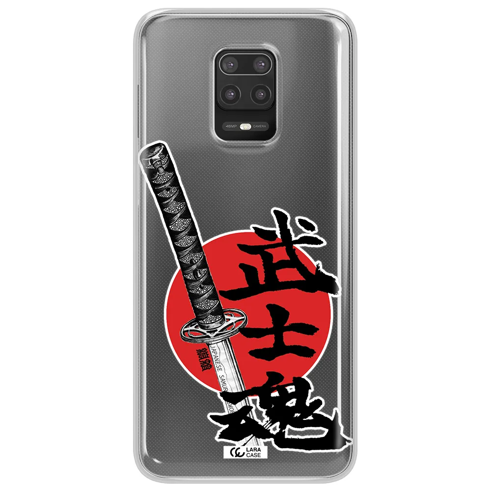 a sword with a red circle and hieroglyph Xiaomi Note 9S Clear TPU Case