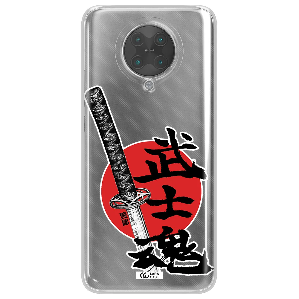 a sword with a red circle and hieroglyph Xiaomi Poco F2 Pro Clear TPU Case