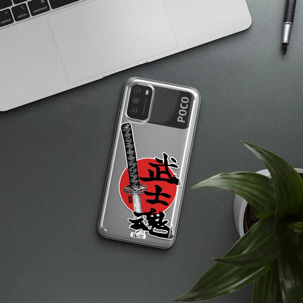 a sword with a red circle and hieroglyph Xiaomi Poco M3 Clear TPU Case