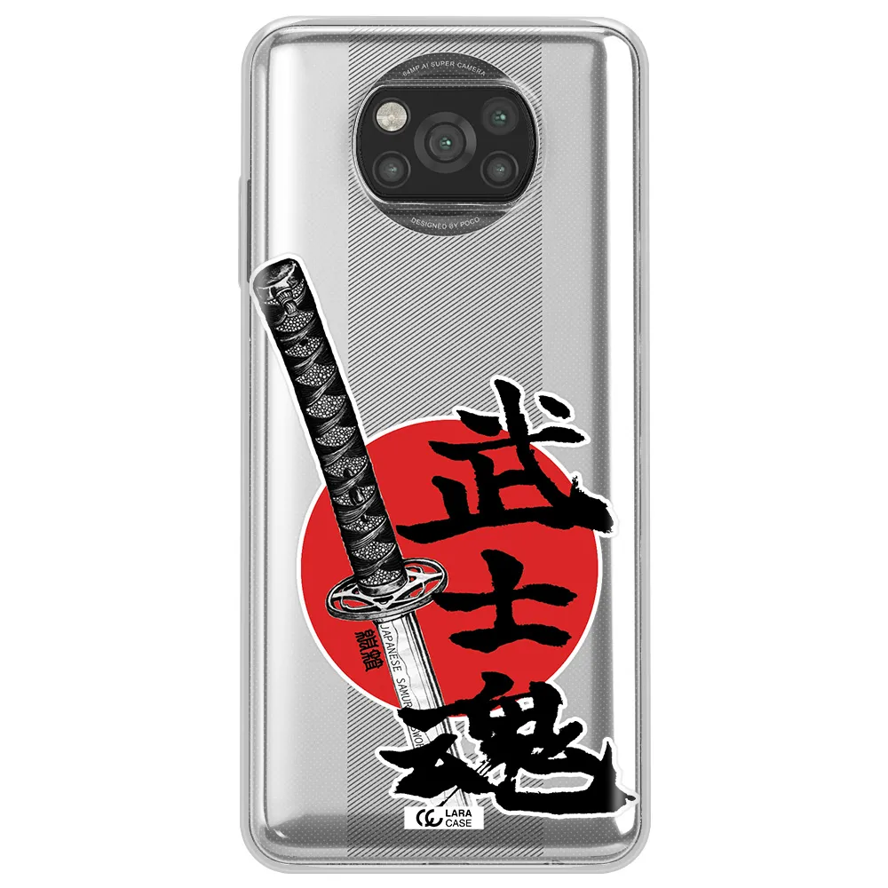 a sword with a red circle and hieroglyph Xiaomi Poco X3 Clear TPU Case