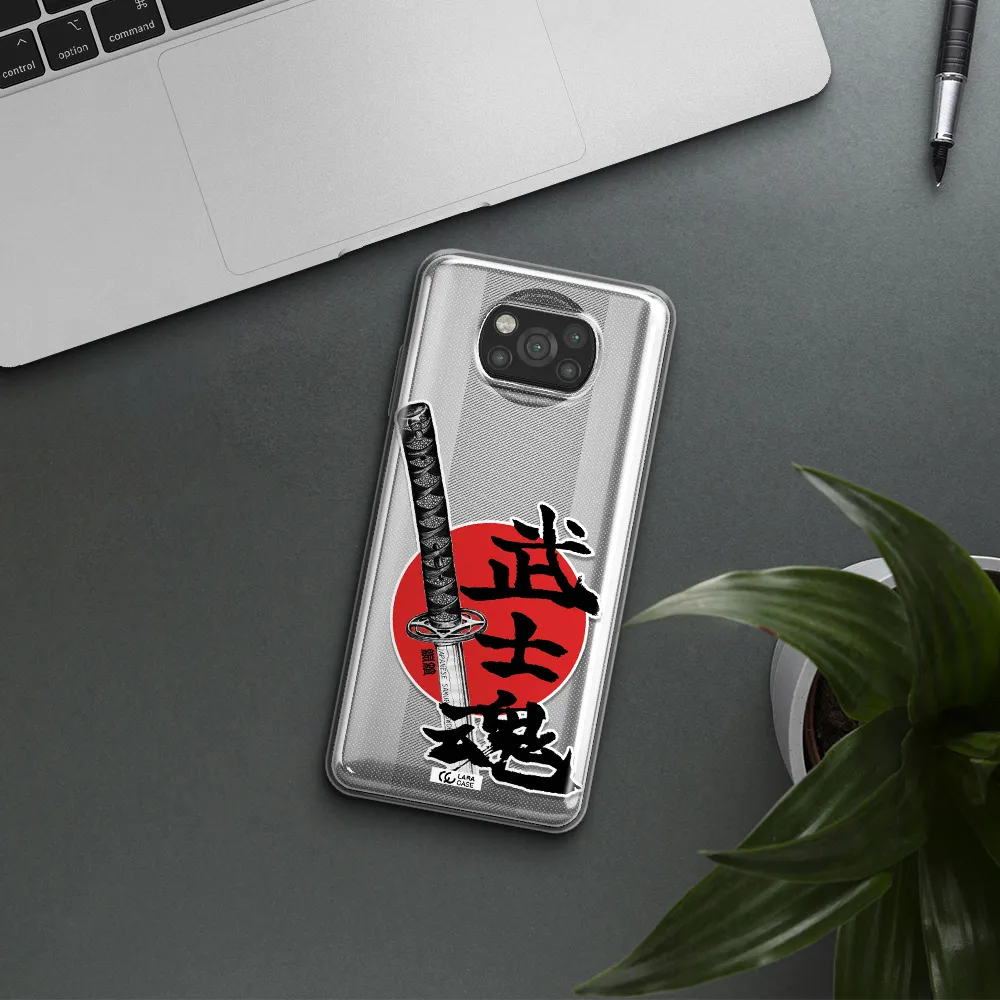 a sword with a red circle and hieroglyph Xiaomi Poco X3 Clear TPU Case