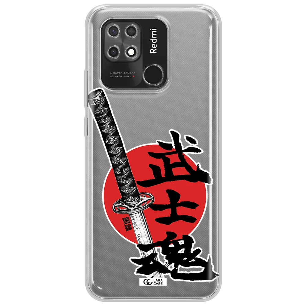 a sword with a red circle and hieroglyph Xiaomi Redmi 10C Clear TPU Case