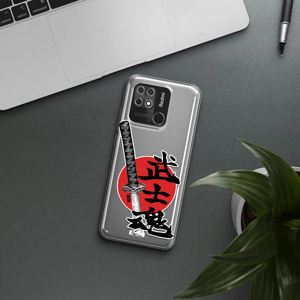 a sword with a red circle and hieroglyph Xiaomi Redmi 10C Clear TPU Case
