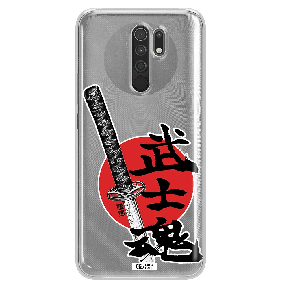 a sword with a red circle and hieroglyph Xiaomi Redmi 9 Clear TPU Case