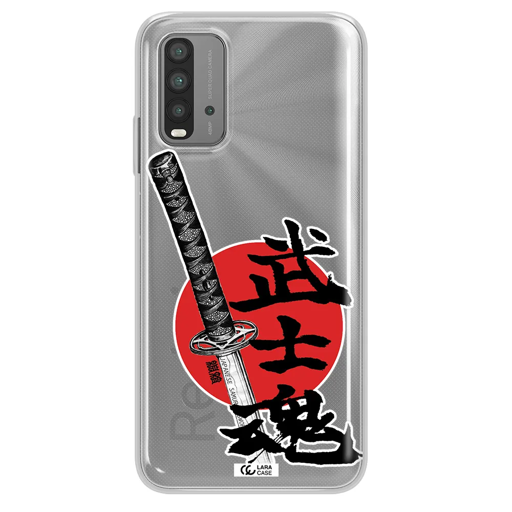 a sword with a red circle and hieroglyph Xiaomi Redmi 9T Clear TPU Case