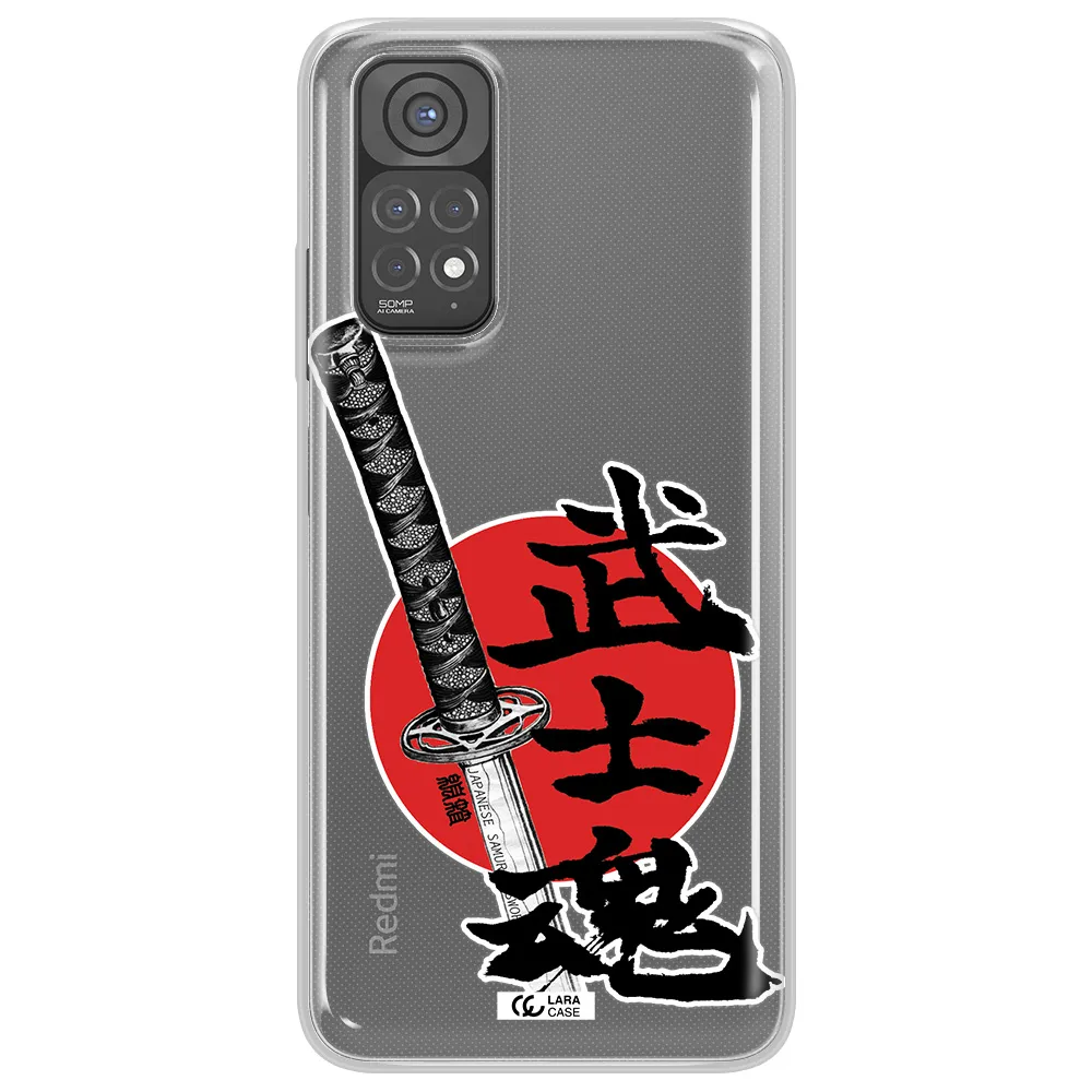 a sword with a red circle and hieroglyph Xiaomi Redmi Note 11 Clear TPU Case