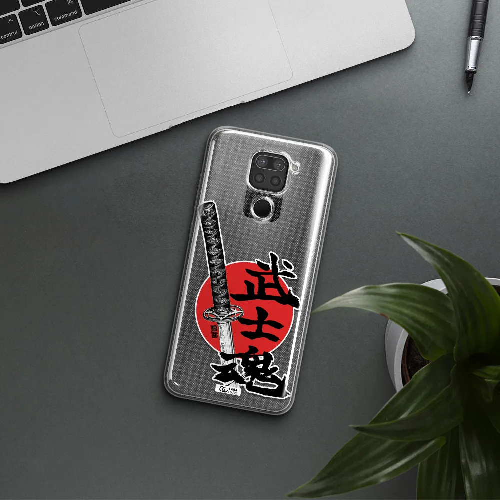 a sword with a red circle and hieroglyph Xiaomi Redmi Note 9 Clear TPU Case