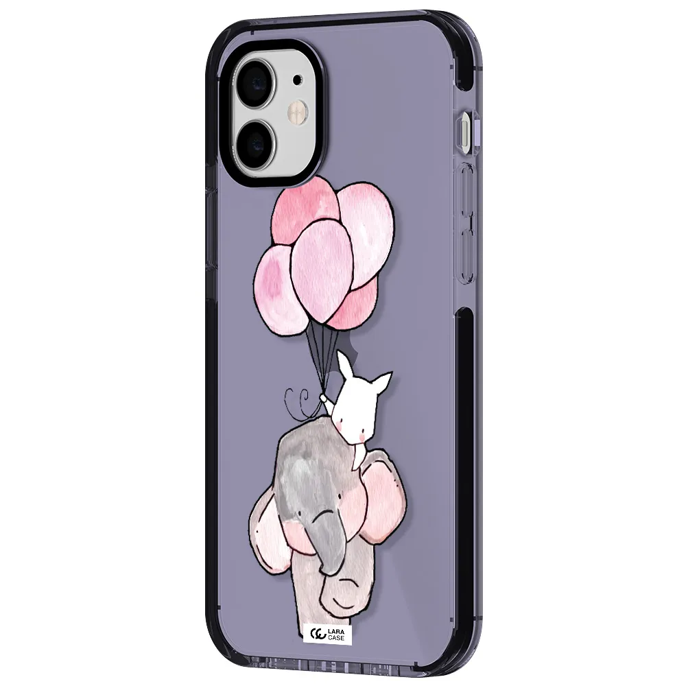 a cartoon elephant and donkey holding balloons Apple iPhone 11 impact Lilac Case