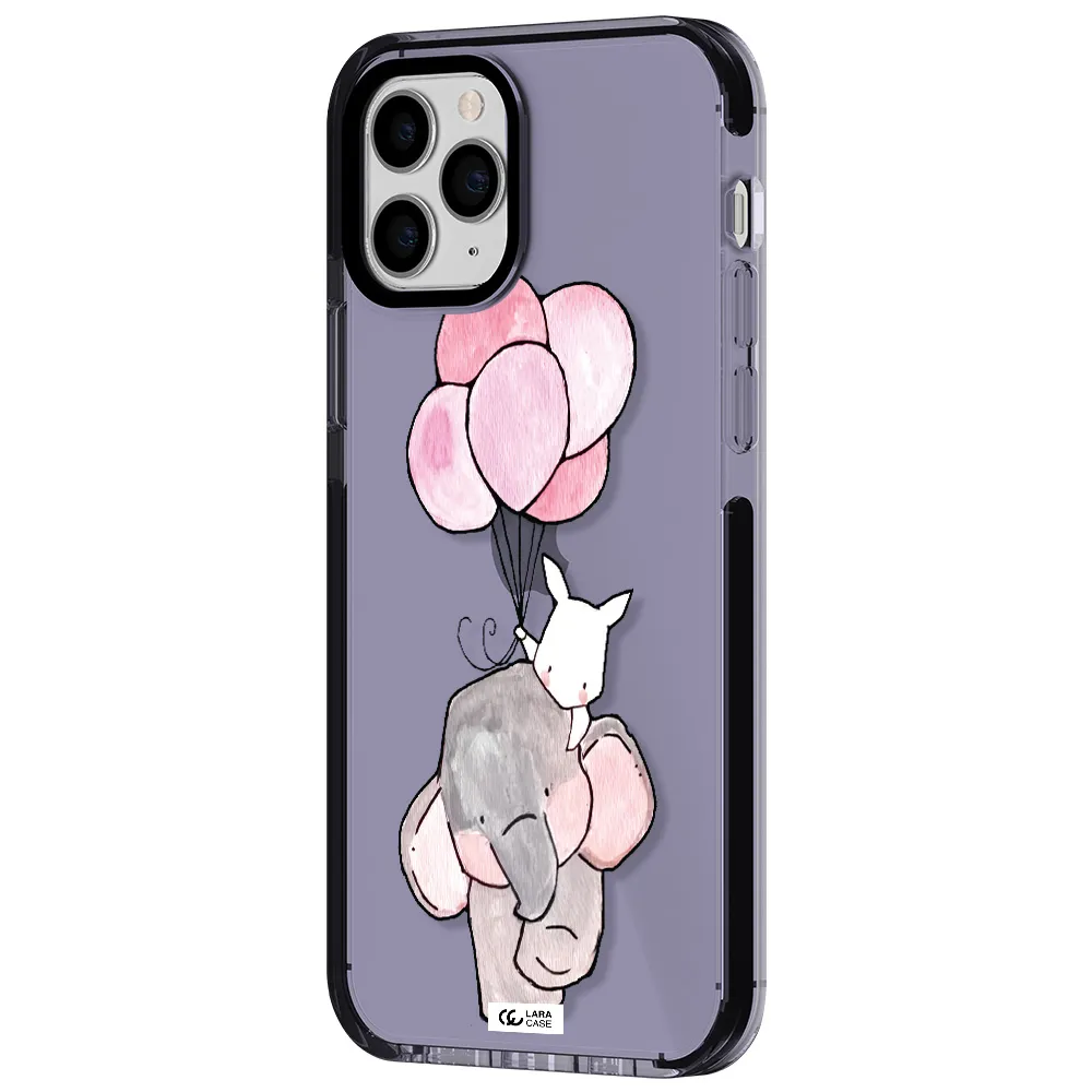 a cartoon elephant and donkey holding balloons Apple iPhone 11 pro impact Lilac Case