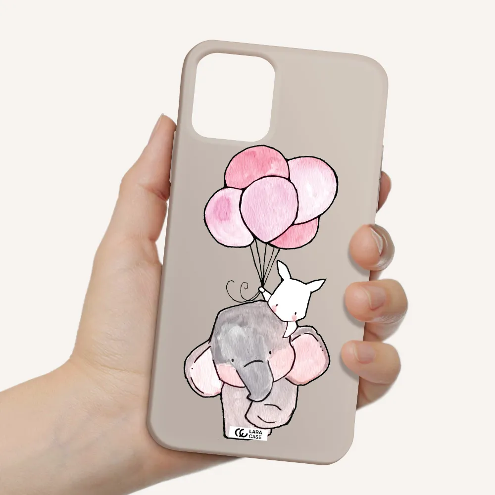 a cartoon elephant and donkey holding balloons Apple iPhone 11 pro Silicone Stone Case