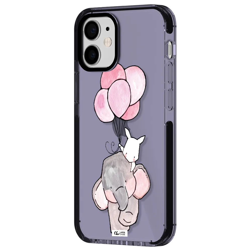 a cartoon elephant and donkey holding balloons Apple iPhone 12 mini impact Lilac Case