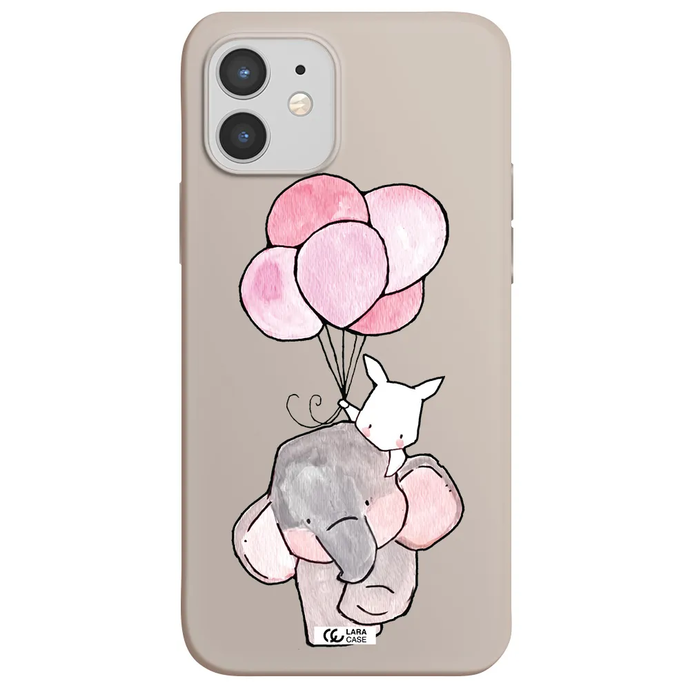 a cartoon elephant and donkey holding balloons Apple iPhone 12 mini Silicone Stone Case