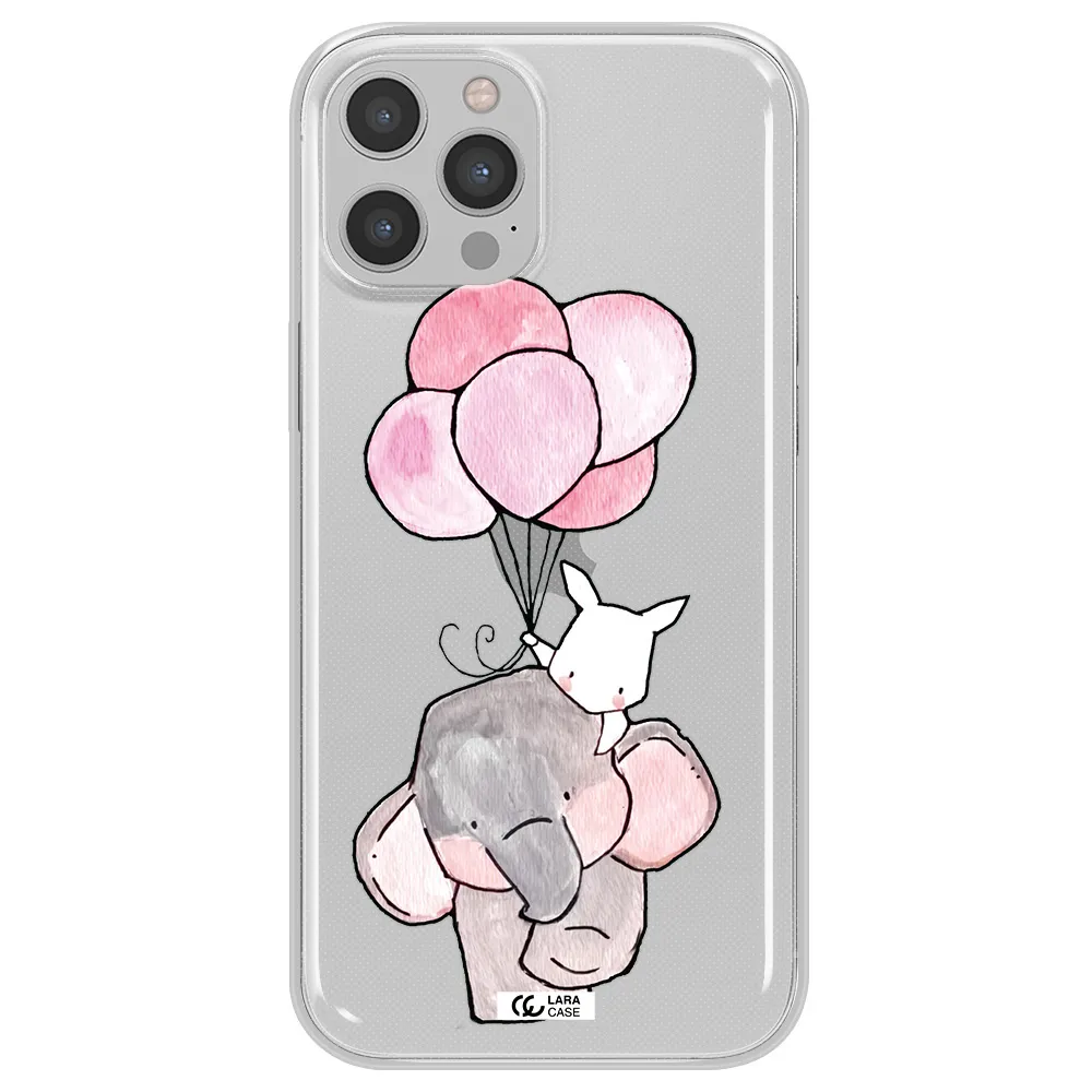 a cartoon elephant and donkey holding balloons Apple iPhone 12 pro Clear TPU Case