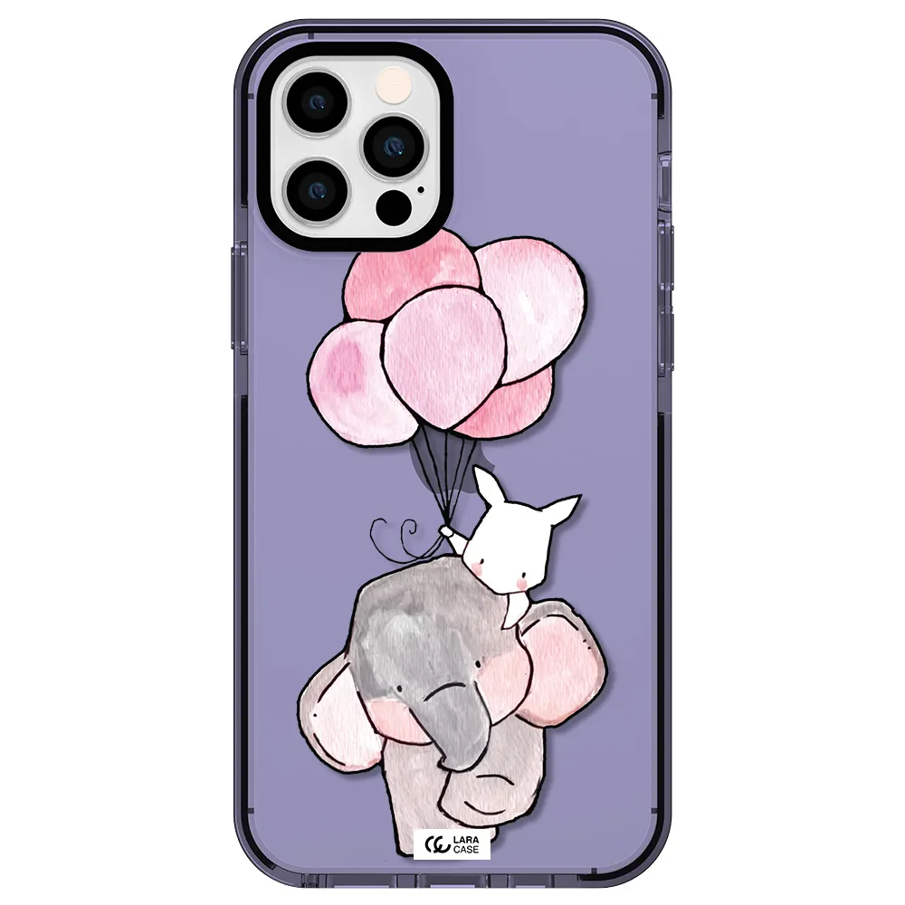 a cartoon elephant and donkey holding balloons Apple iPhone 12 pro impact Lilac Case