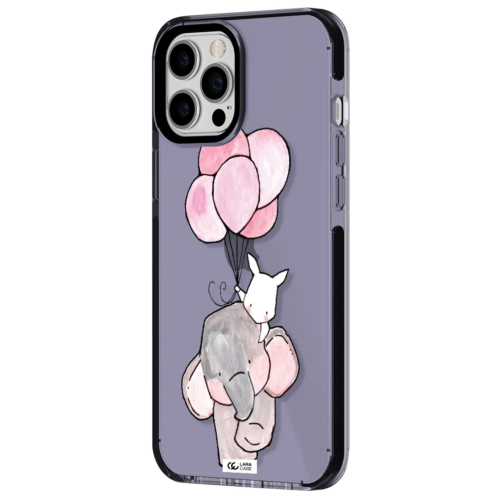 a cartoon elephant and donkey holding balloons Apple iPhone 12 pro max impact Lilac Case
