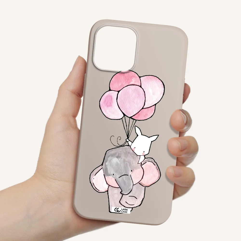 a cartoon elephant and donkey holding balloons Apple iPhone 12 pro Silicone Stone Case