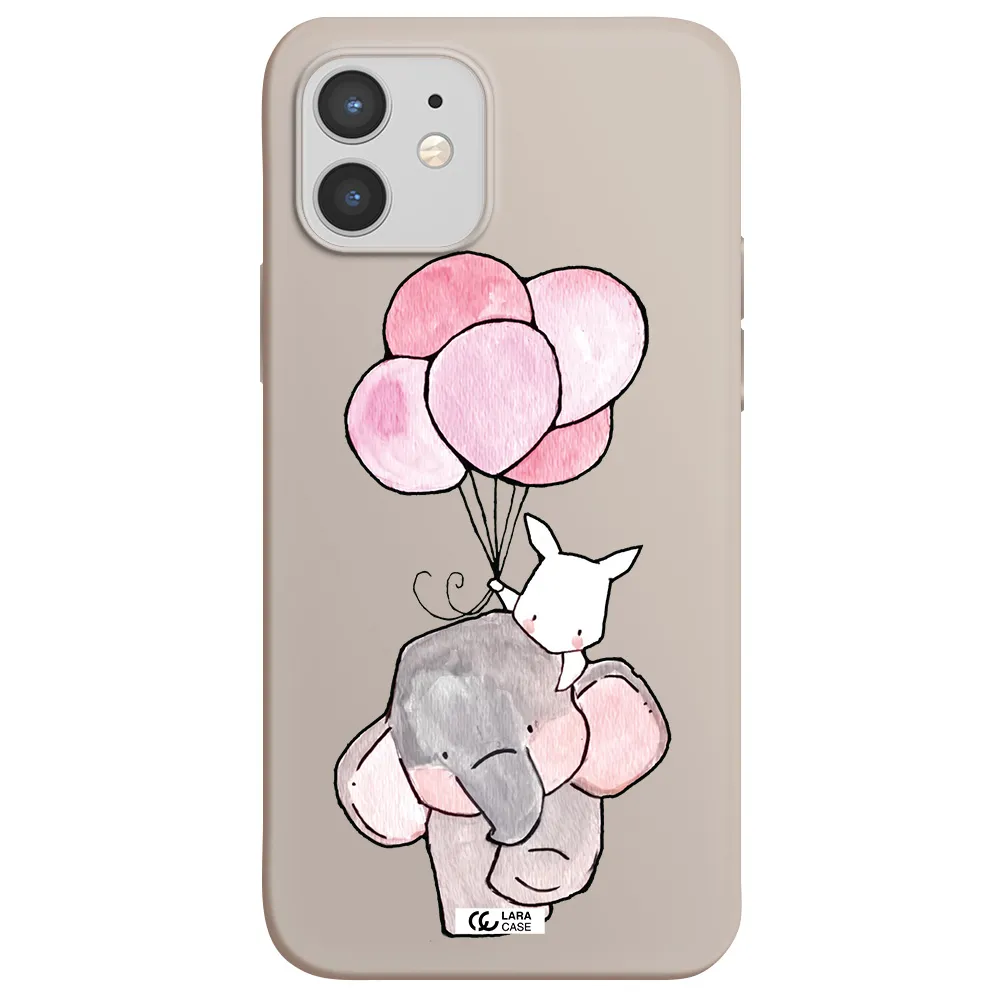 a cartoon elephant and donkey holding balloons Apple iPhone 12 Silicone Stone Case