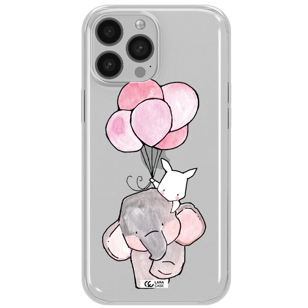 a cartoon elephant and donkey holding balloons Apple iPhone 13 Pro Clear TPU Case