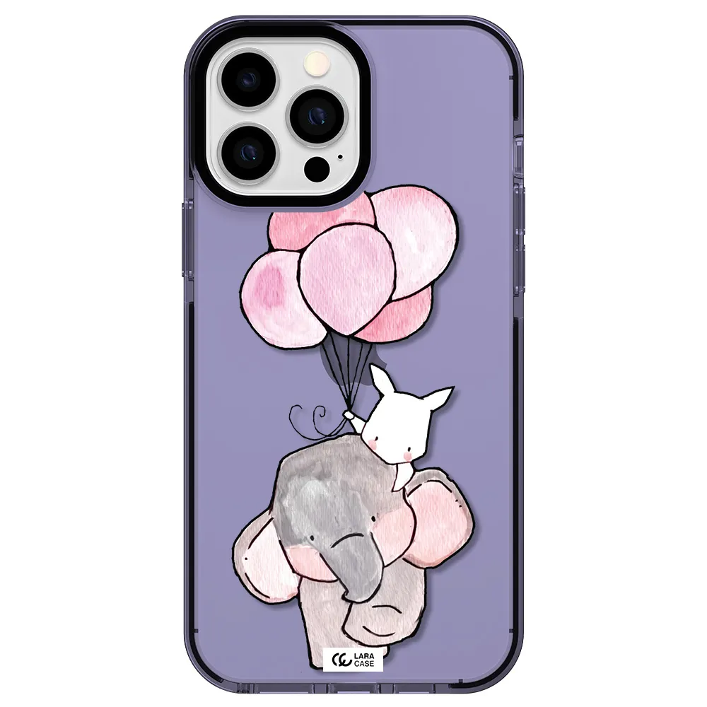 a cartoon elephant and donkey holding balloons Apple iPhone 13 Pro Max impact Lilac Case