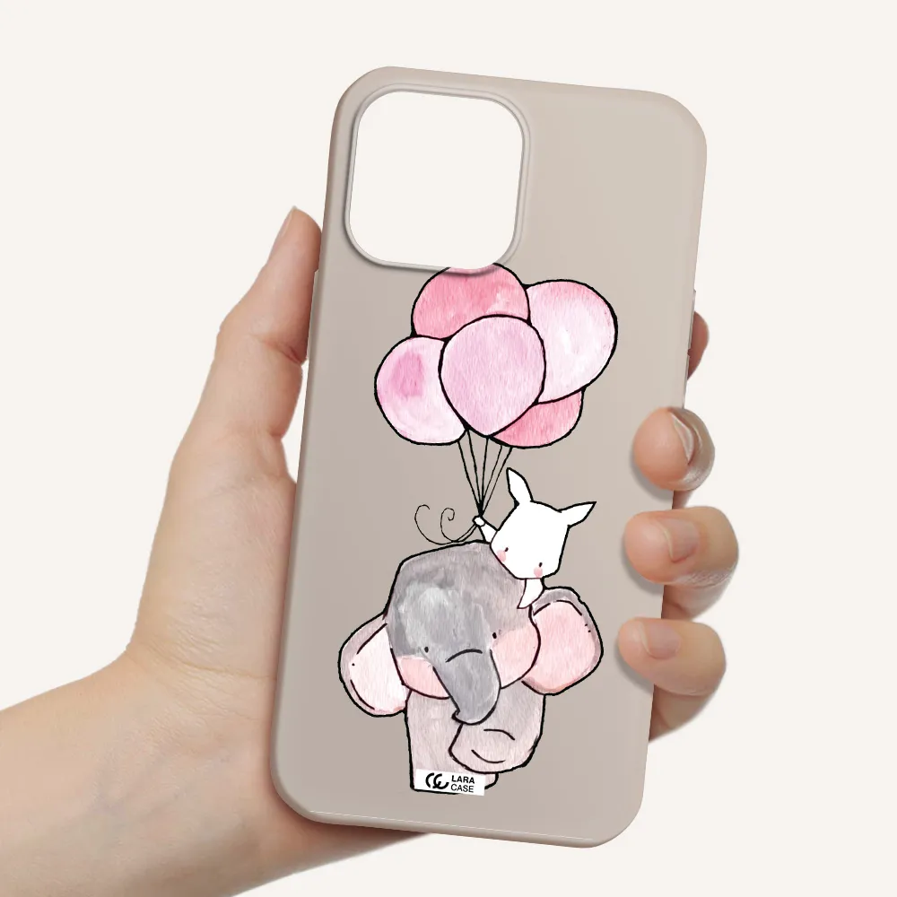 a cartoon elephant and donkey holding balloons Apple iPhone 13 Pro Silicone Stone Case