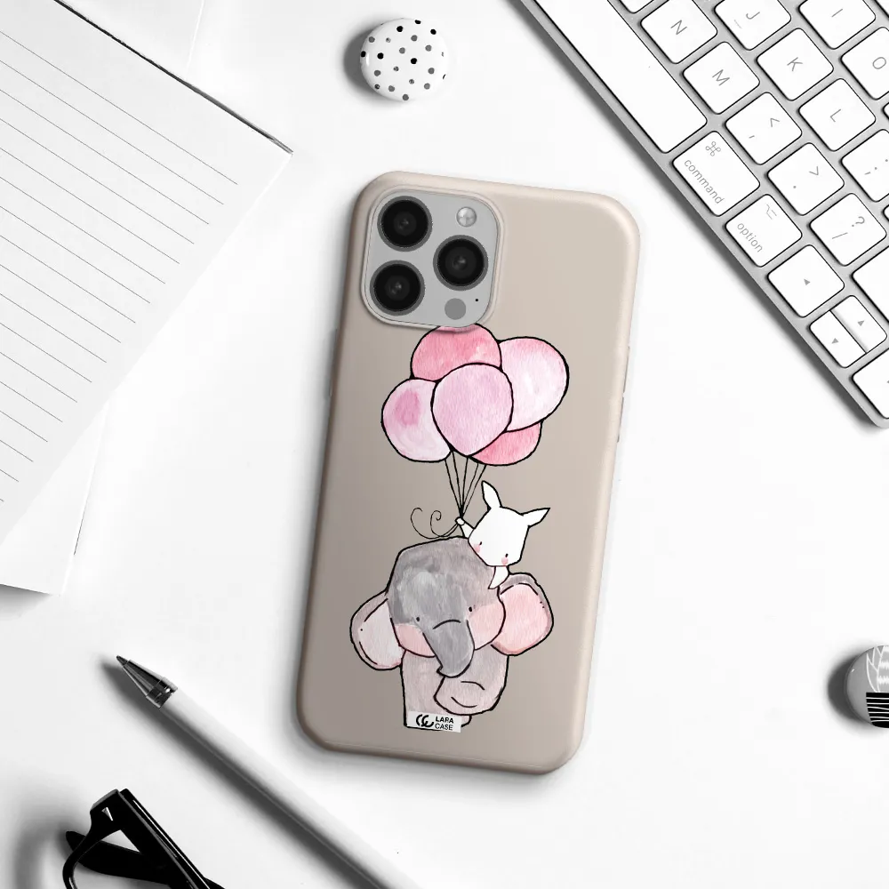 a cartoon elephant and donkey holding balloons Apple iPhone 13 Pro Silicone Stone Case