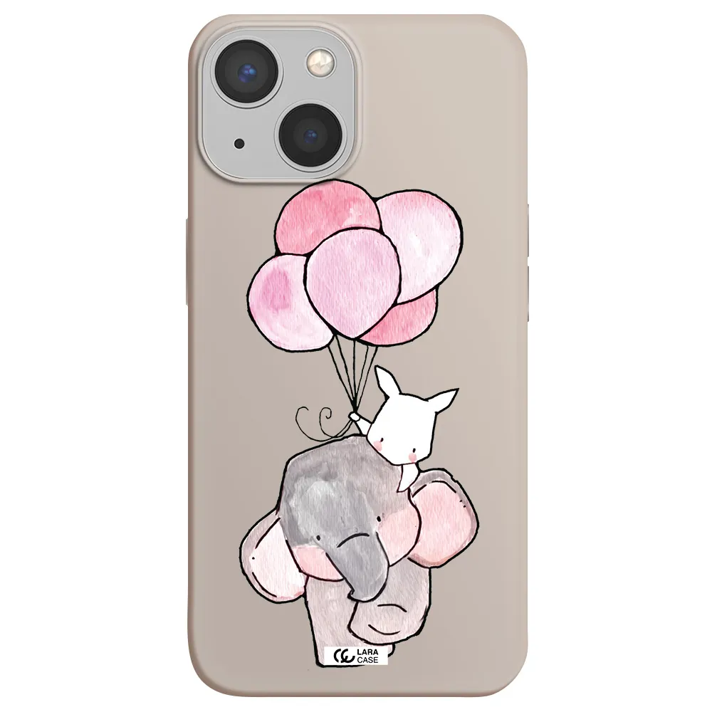 a cartoon elephant and donkey holding balloons Apple iPhone 13 Silicone Stone Case