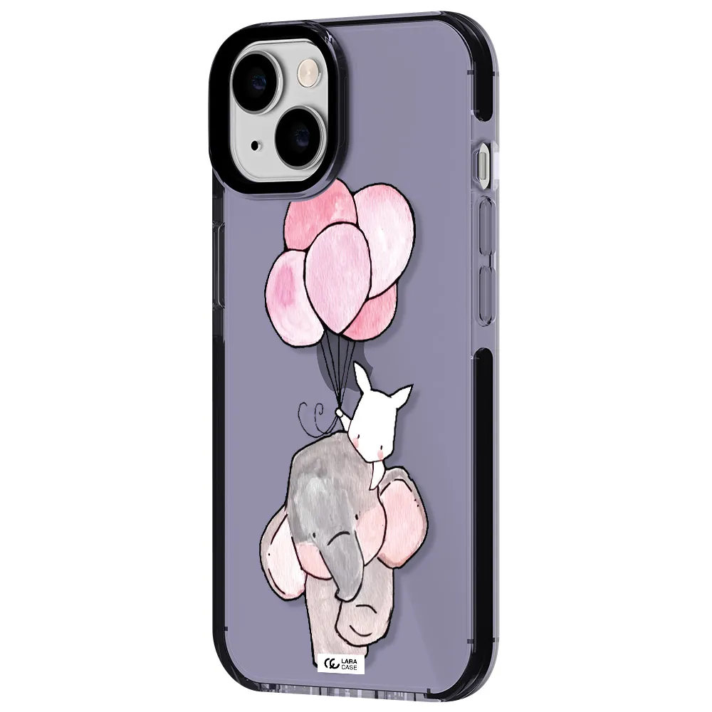 a cartoon elephant and donkey holding balloons Apple iPhone 14 impact Lilac Case