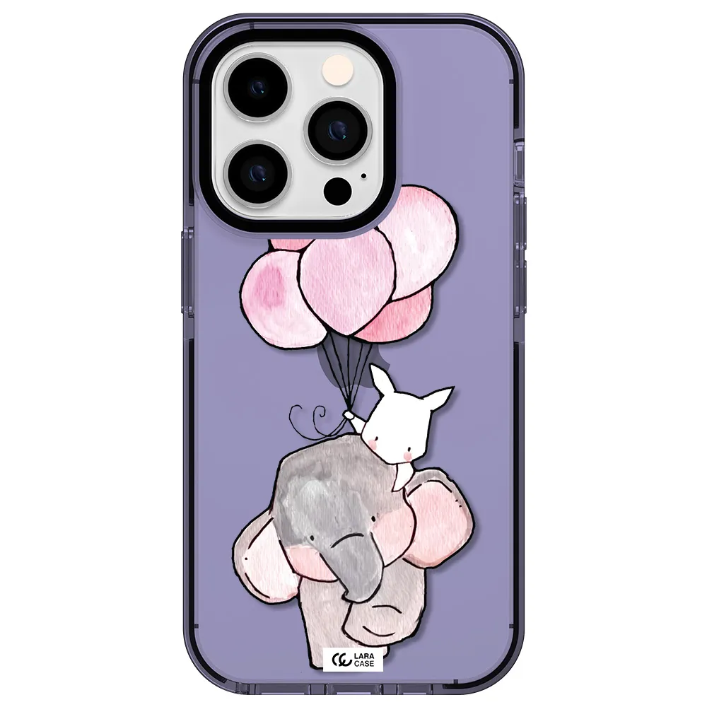 a cartoon elephant and donkey holding balloons Apple iPhone 14 pro impact Lilac Case