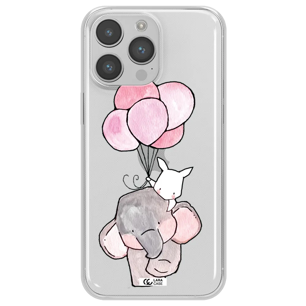 a cartoon elephant and donkey holding balloons Apple iPhone 14 pro max Clear TPU Case